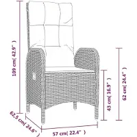 vidaXL Ensemble de jardin 7 pièces avec coussins Gris Poly rotin