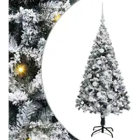 vidaXL Arbre de Noël artificiel avec 150 LEDs avec support blanc 150 cm