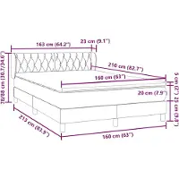 vidaXL Lit boxspring avec matelas gris foncé 160x210 cm velours
