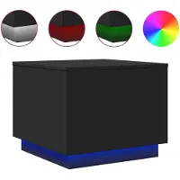 vidaXL Table basse avec lampes LED Noir 50x50x40 cm
