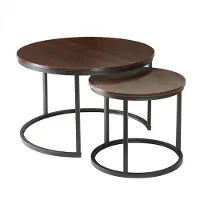 CALICOSY - Lot de 2 Tables Basses Gigognes Rondes L70 cm - LENNY