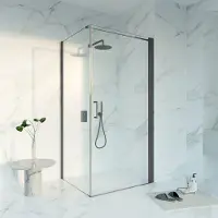 FortiFura Galeria Cabine de douche - 80x100cm - profilé - verre de sécurité - anti-calcaire - Gunmetal SW1122483 SW797915 SW797907