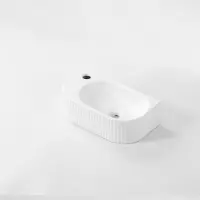 Qeramiq Blend Fontaine - 40x22x12cm - rainuré - demi-rond - trou de robinet à gauche - céramique - blanc mat SW1522209