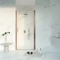 FortiFura Galeria Porte de douche - 100x200 - Profil verre de sécurité - anti calcaire - Cuivre brossé PVD SW1122495