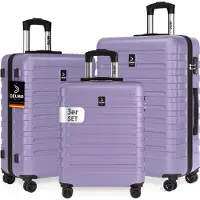 Deuba Set de 3 valises rigides New York, lilas pastel, roulettes 360°, ABS
