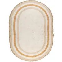 Little Olly Tapis ovale lavable pour enfant - Milo Beige | 120x180 cm | Ovale | Pile courte