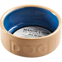 Mason Cash Lettered Dog Bowl, Cane and Blue, 18 cm