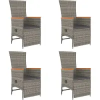 vidaXL Ensemble de jardin 5 pièces avec coussins Gris Poly rotin