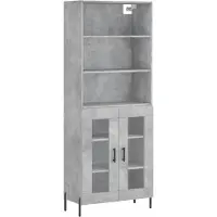 vidaXL Highboard gris béton 69,5x34x180 cm Bois composite