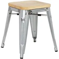 Bolero Chaise de bistro en acier galvanisé avec assise en bois (4 pièces)