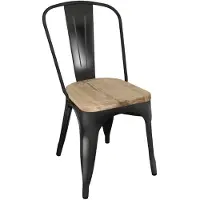 Bolero Chaise d'appoint Bistro noire avec coussin d'assise en bois (4 pièces)