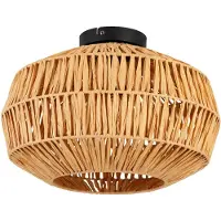 Eglo , lampe de plafond Sheldon, éclairage de salon de style bohème, lampe de salon avec abat-jour en papier tressé, lampe de plafond avec douille E27, diamètre 38 cm