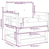 vidaXL Chaises de jardin avec coussins 2 pcs. Blanc Pin massif