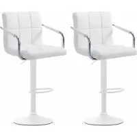 CLP Lot de 2 tabourets de bar Lucy V2 réglables en hauteur et pivotants,blanc blanc