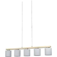 Eglo Lampe suspendue salle à manger Castralvo bois marron avec capuchons blancs
