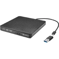 Sandberg USB-C/A DVD Drive (Graveur de DVD), Lecteur optique, Noir