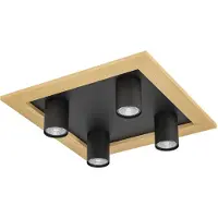 Eglo 900435 VALCASOTTO 1 LED GU10 quadruple plafonnier 4x4,5W 370x370mm noir marron