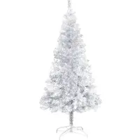 vidaXL Arbre de Noël artificiel éclairage & boules argent 120 cm