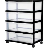 Iris Boîte de rangement 4x 34,0 l transparente, noire 60,0 x 40,9 x 77,8 cm (60 cm, 34 l, 4x)