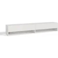 En.casa Meuble TV bas « Halmstad » avec 2 portes battantes et 2 compartiments ouverts, 180 x 31 x 30 cm, à suspendre, blanc