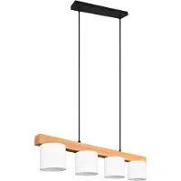Reality Lampe suspendue Cameron 4 lumières blanc avec bois marron