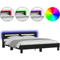 vidaXL Sommier avec tête de lit et éclairage LED noir 160x200 cm