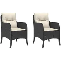 vidaXL Chaises de jardin avec coussins 2 pcs. noir poly rotin