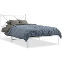 vidaXL Cadre de lit avec tête de lit en métal blanc 107x203 cm