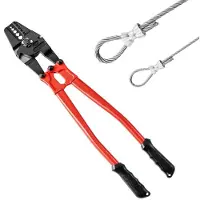 Vevor Pince à Sertir 60,96 cm Pince Coupe Câble Acier Allié Pince à Sertir 5 Rainures pour Manchon 1/16'' 3/32'' 1/8'' 5/32"et 3/16"