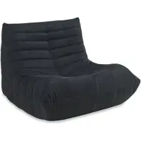 En.casa Fauteuil de sol 'Kodsø' rembourré Fauteuil de sol avec dossier 75 x 90 x 100 cm microfibre noir