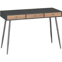 En.casa Bureau « Tumba » à 3 tiroirs, 115 x 48 x 76 cm, noir / aspect noyer