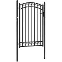 vidaXL Portail de clôture avec dessus arqué Acier 100x150 cm Noir