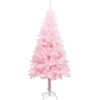 vidaXL Arbre de Noël artificiel pré-éclairé et boules rose 120 cm PVC