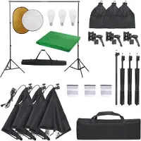 vidaXL Kit de studio photo avec éclairage toile de fond et réflecteur