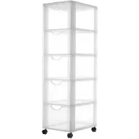 Iris Easygrip Chest ladekast- 5 lades x 15L - Kunststof - Wit/Transparant - Met wieltjes (103824)