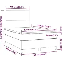 vidaXL Lit Boxspring avec matelas Taupe 120x190 cm Tissu