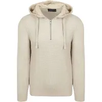Marc O'Polo Pull à Capuche Demi-Zip Structuré Bicolore Écru