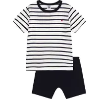 Petit Bateau Set bleu foncé / blanc