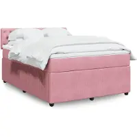 vidaXL Lit boxspring avec matelas rose 160x200 cm velours