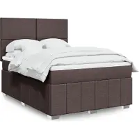 vidaXL Lit boxspring avec matelas Marron foncé 140x200 cm Tissu
