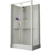 Nemo Start Lilou cabine de douche 120x80cm porte coulissante avec paroi latérale avec receveur de douche acrylique blanc profil et verre clair 20001773