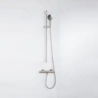 FortiFura Calvi Ensemble de douche barre curseur avec douchette ronde, flexible en métal et robinet de douche Inox brossé PVD SW1413851/SW799447/SW706208/SW377862