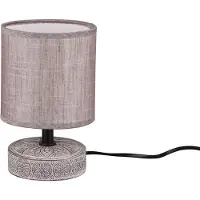 TRIO Lampe de table en céramique brune avec abat-jour en tissu pour le rebord de la fenêtre, lampe de chevet