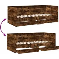 vidaXL Lit de jour avec tiroirs sans matelas chêne fumé 75x190 cm