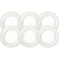 Wilmax England Assiettes de table Wilmax 25,5 cm, porcelaine blanche à bord doré, lot de 6 WL-880102104/A6