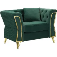 Mauro Ferretti Fauteuil en métal et velours vert avec coussins 104x83x77 cm
