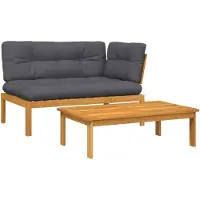 vidaXL Ensemble de canapés de jardin en palettes de 2 pièces avec coussins en acacia