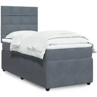 vidaXL Lit boxspring avec matelas gris foncé 90x190 cm velours