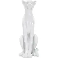 Mauro Ferretti Léopard Assis En Résine Blanche 27x38x74 Cm
