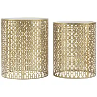 Mauro Ferretti Lot de 2 tables en métal doré à¿ 41x50-37,5x47 cm